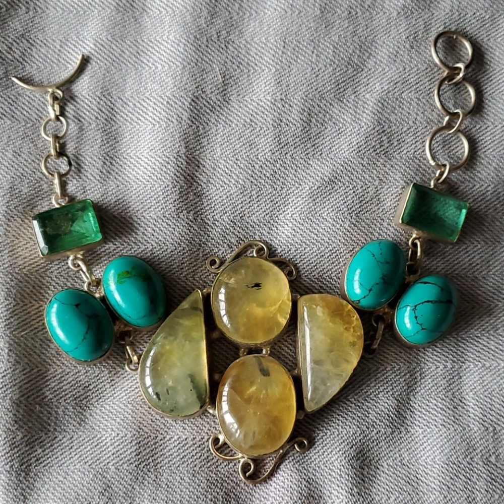 💙❤🧡 Huge sterling gemstone bracelet